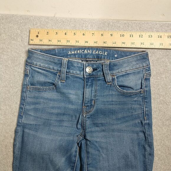 American Eagle Hi-Rise Jean Jegging Womens Size 0 Medium Wash Next Level Stretch - Picture 2 of 9